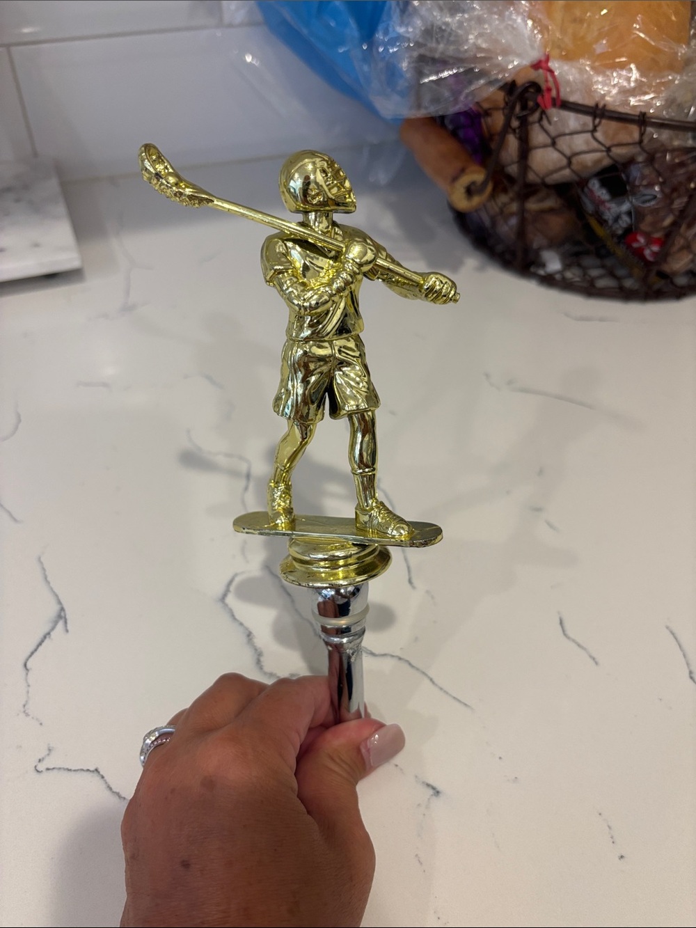 Gold Lacrosse Player Trophy Topper